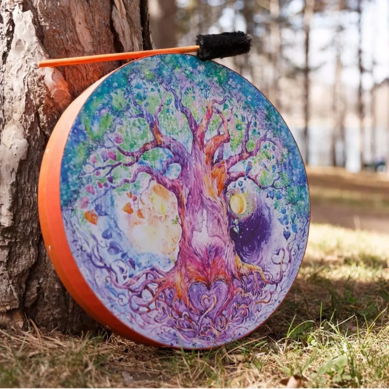Christmas Love Theme Decorative Drum Delicate Tree of Love with Elements of Life Design Festive Atmosphere Percussion Supplies
