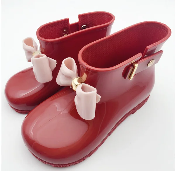 Children Rain Boots Fashion Bow Girls Boot Cute Toddler Infant Waterproof Shoes Kids Non-slip Water Shoes