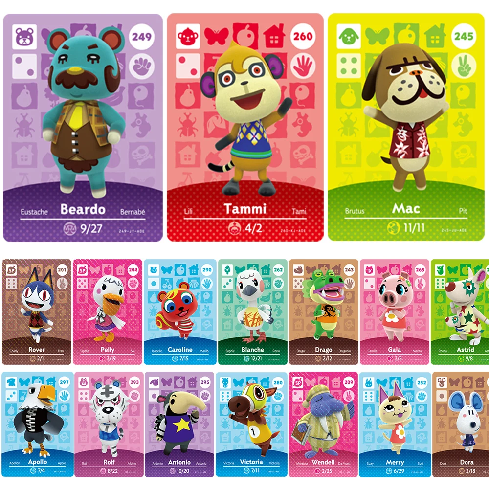 448Pcs Villager Card Compatible Switch NS WIIU Animals Crossing Amixbo Game Cards Tag NFC Animals Set Ankha Julian BOB