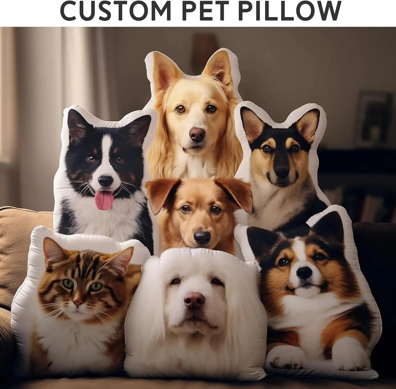 هدايا وسادة صور شخصية، وسادة مخصصة للحيوانات الأليفة على شكل صورة قطتك، هدايا عيد ميلاد فريدة لمحبي الحيوانات الأليفة #1