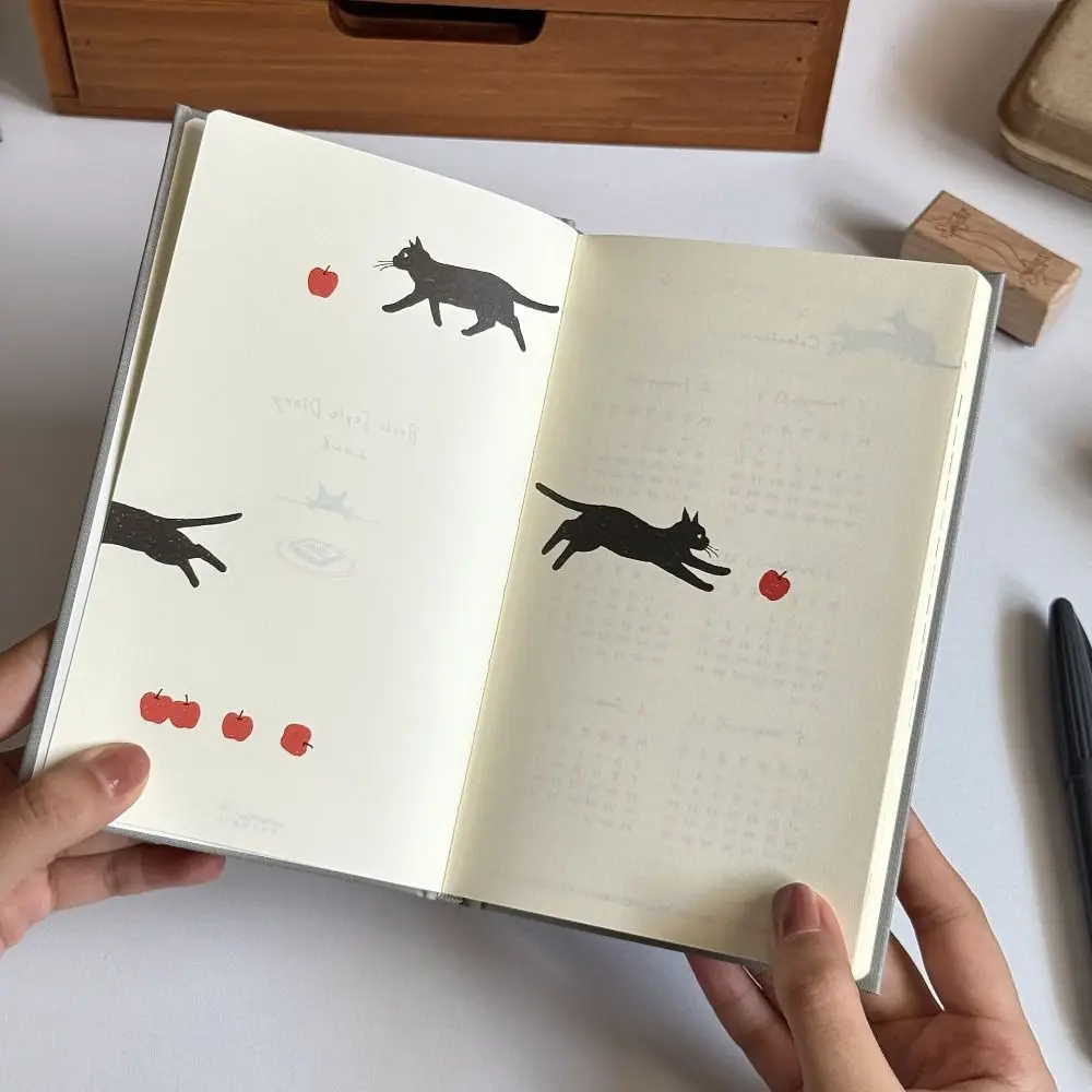 Cartoon-Kätzchen-Illustration, B5-Notizbuch, Hartschale, To-Do-Liste, 2086, Zeitplan, Buch, Notizblock, Studenten