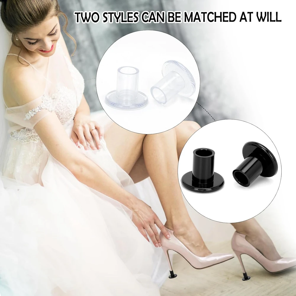 16 زوجًا (4 مقاسات) واقيات الكعب العالي سدادات الكعب توقف الغرق في شقوق العشب أغطية إصلاح الكعب مثالية لحفلات الزفاف في الهواء الطلق