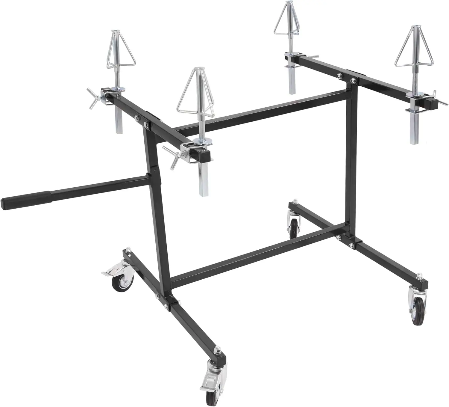Rotating Portable Universal Wheel Paint Stand Rack Holder Wheel Rim Painting Display Support Tool Heavy Duty Metal Auto Repair Storage Organizer Station With Adjustable Design For Garage Workshop Black
