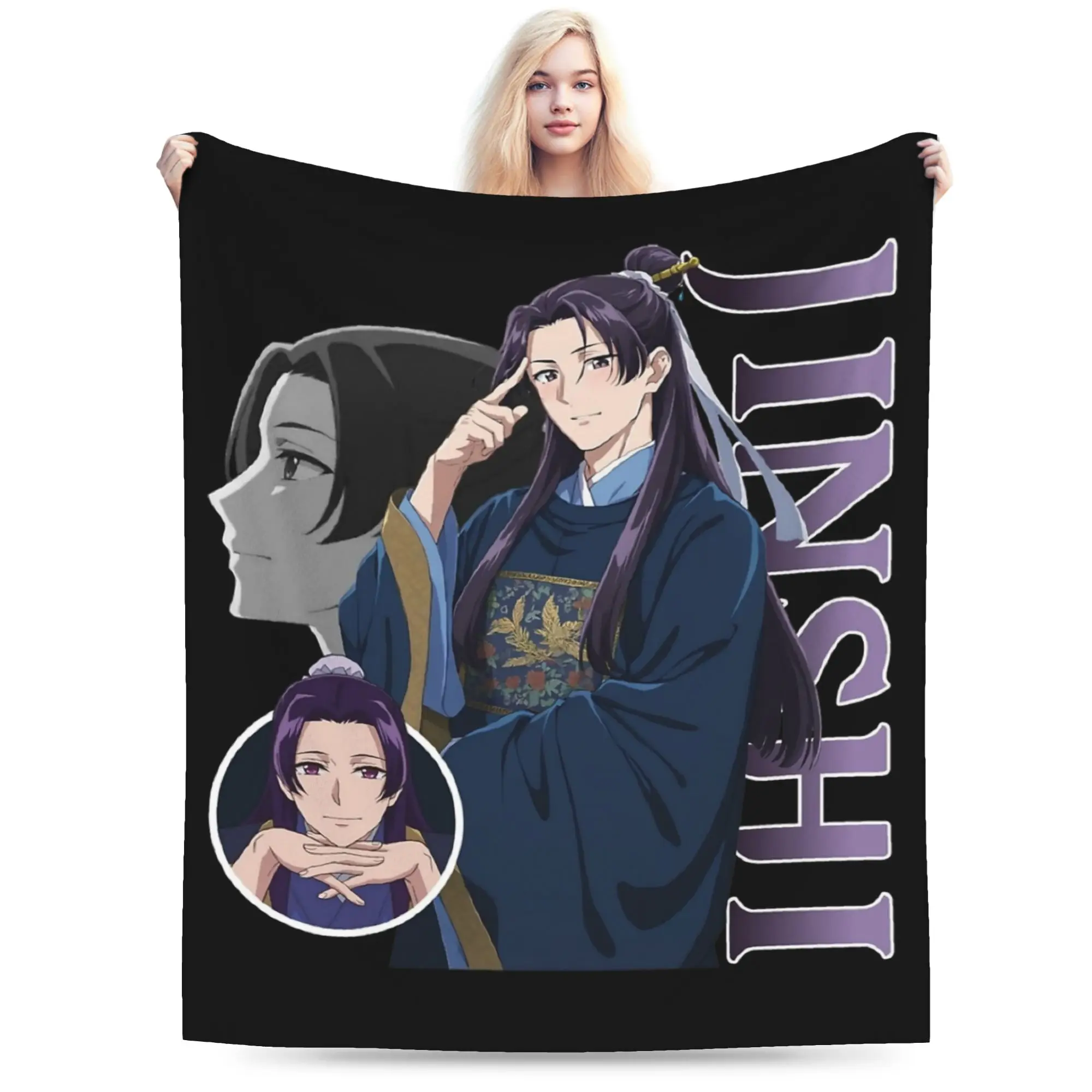 Jinshi The Apothecary Diaries Blankets Flannel Print  Portable Super Warm Throw Blankets for Home Car Rug Piece