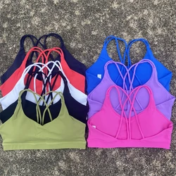 Sexy Cross Straps Sports Bra Women Gym Workout Crop Top Yoga Vest High Impact Fitness Bralette Push Up Running Padded Underwear