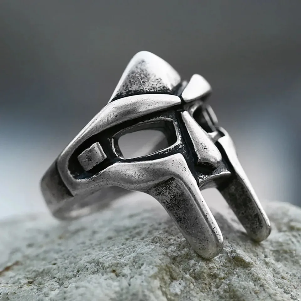 MF DOOM 316L Anéis de máscara de aço inoxidável para homens e mulheres, viking, guerreiro romano, anel vintage, amuleto Joias, novos, por atacado