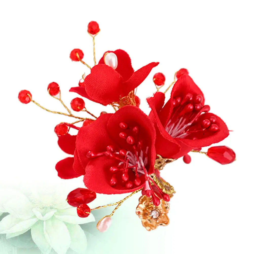 

Red Flower Hair Clip Handmade Creative Flower Hairpin Party Bride Headdress Hawaii Girl Hairpin Women Hair Accessory