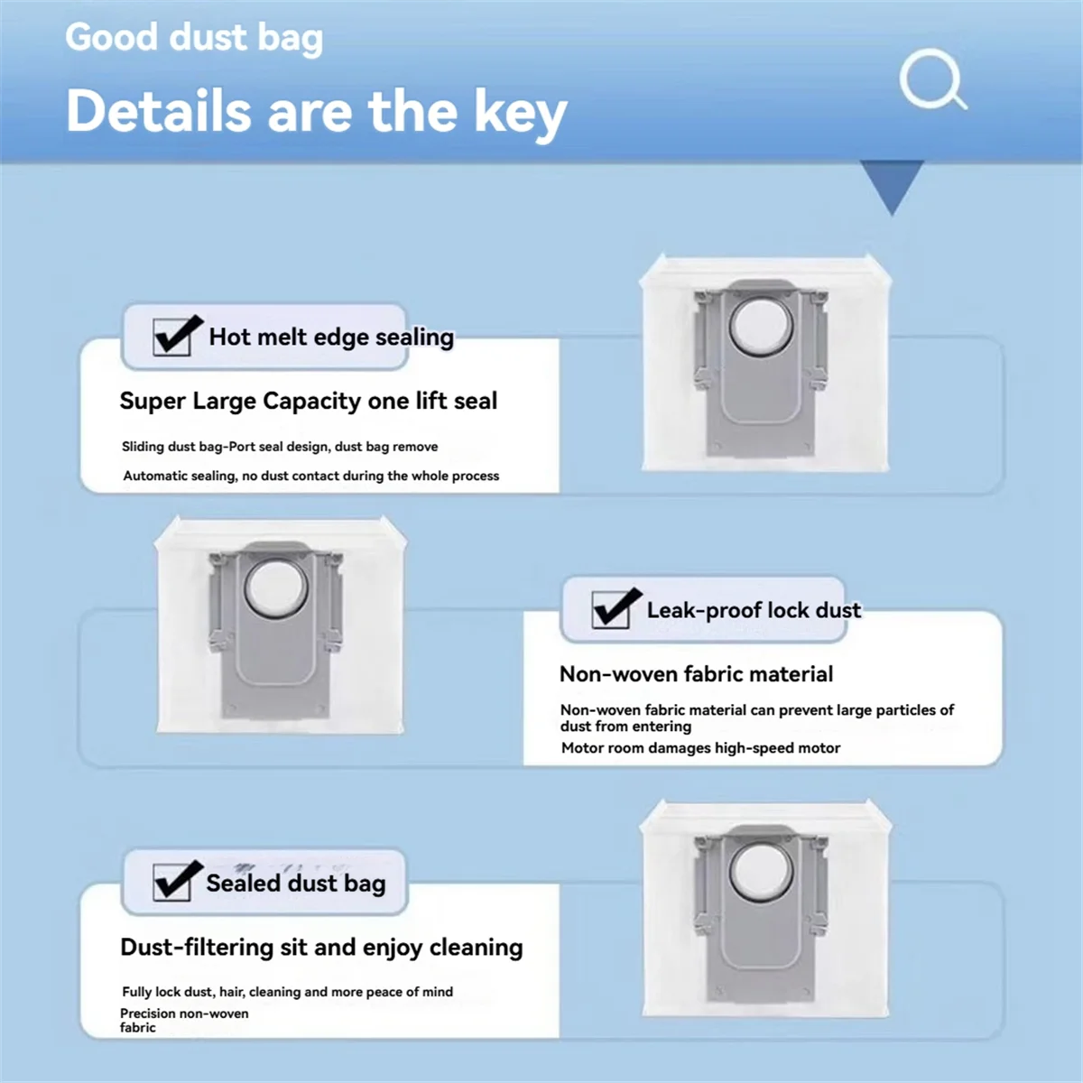 G10S/G20//S7/S8 스위퍼 액세서리 먼지 봉투 클리너 부품 교체 용 FZFZ 12 Pcs 먼지 봉투