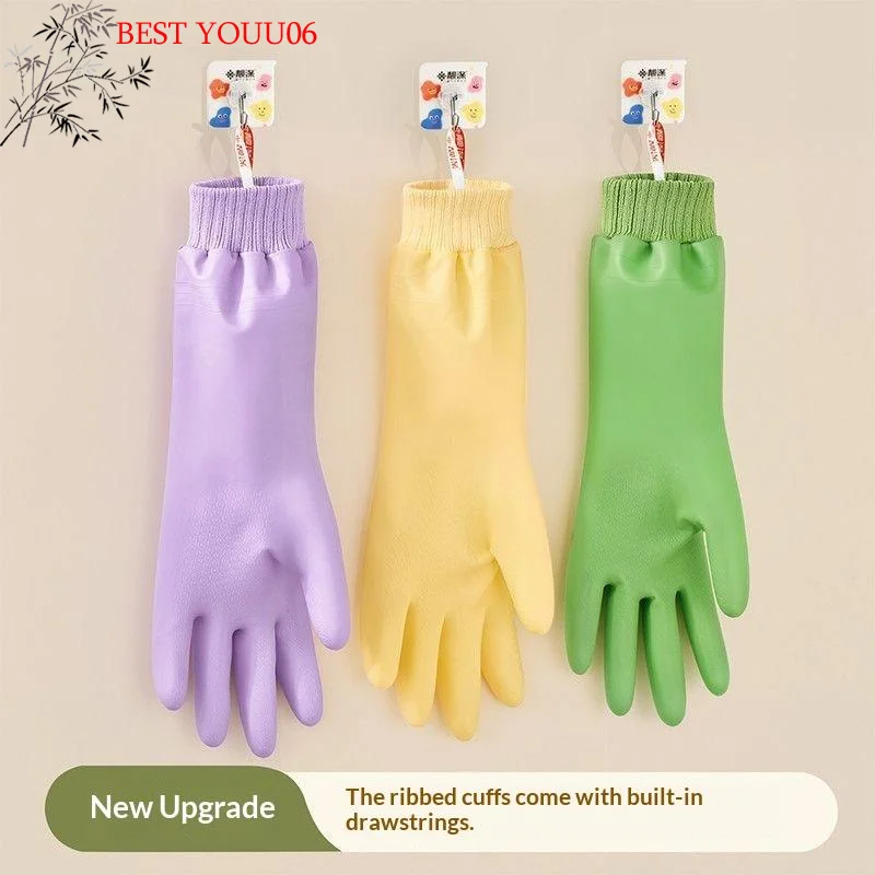 (YOUU06)1Pair Waterproof Dishwashing Glove Warm Fleece Clean