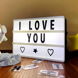 LED Night Light Box Card USB alimentato a batteria A3 A4 A5 A6 numero di lettera simbolo fai da te per la decorazione della festa di compleanno lampada da tavolo da parete