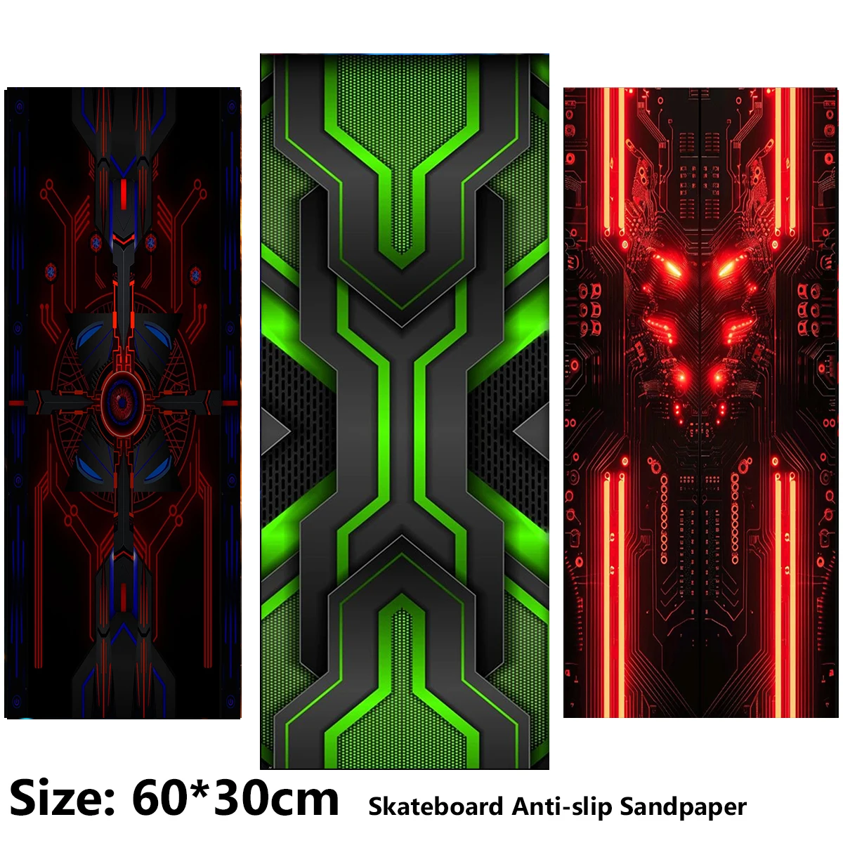 Electric Scooter Anti-slip Sticker Sandpaper Skateboard GripTape Sheet 60*30cm Cool Mecha Pattern