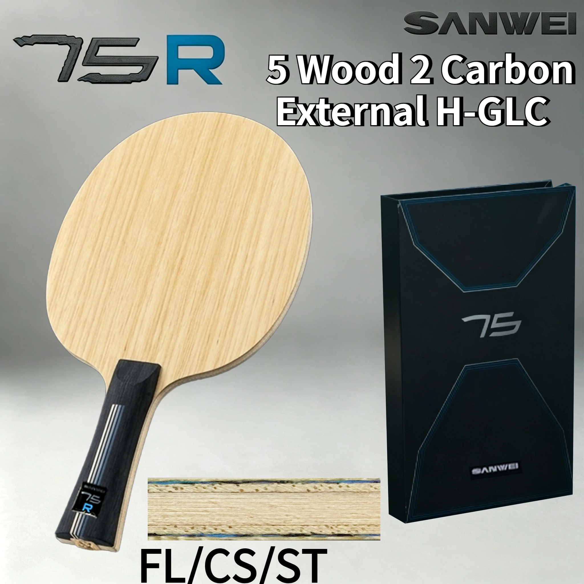 2026-sanwei-75r-table-tennis-blade-5-2-external-h-glc-fiber-koto-surface-paulownia-core-professional-all-round-ping-pong-paddle