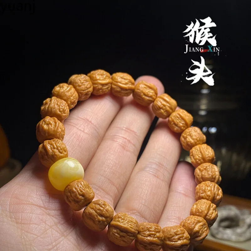 

Golden Short Stump Seed Monkey Small Walnut Single Circle Bracelet