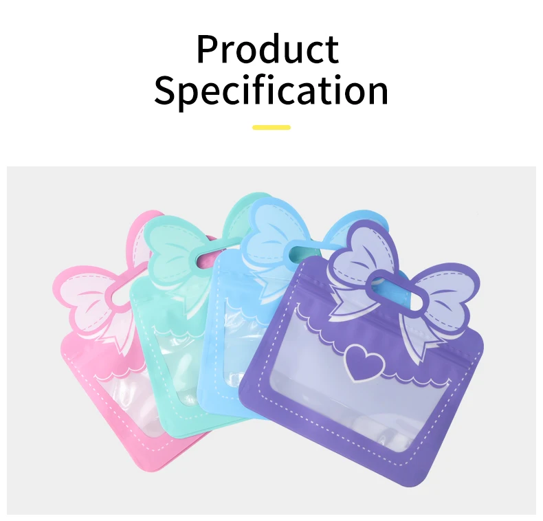 10 Stück Geschenkverpackungsbeutel mit Schleife, niedlicher Stil, Kunststoff, selbstdichtend, für Kinder, Urlaub, Snacks, Süßigkeiten, Aufbewahrung, Cartoon-Schleife, Geschenktüten – Detail 2