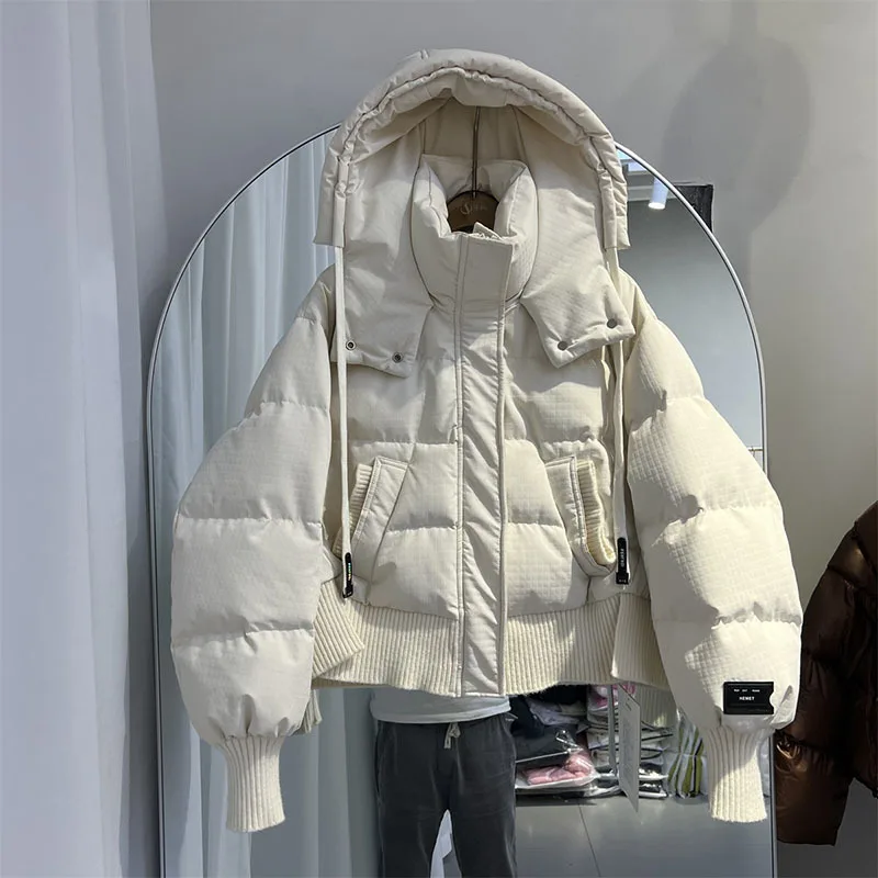 

Autumn Winter New Down Jacket Women Hooded 90% White Duck Down Bread Clothing Thickened Korean Fashion Long Sleeve Casual Coat