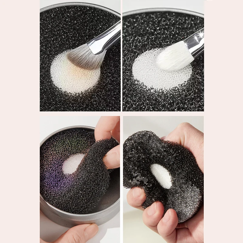 Makeup Brush Cleaner Sponge Remover Color Off Makeup Brushes Cleaning Mat Box Powder Brush Washing Cosmetic Clean