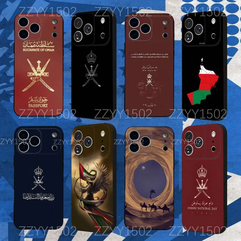

Oman Passport Flag Phone Case For iPhone 17,16,15,14,13,12,Pro,Max,Plus,E,SE4,Air,Mini Black Funda Shell