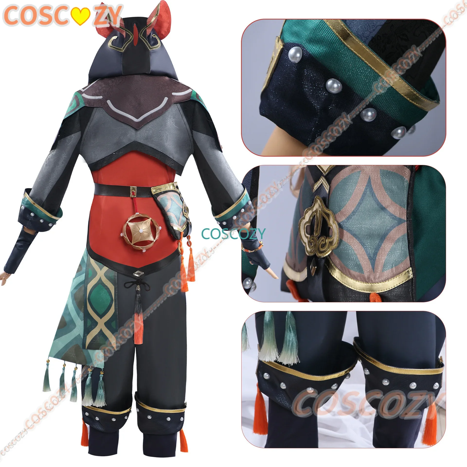 Gaming Cosplay Costume Wig Game Uniform Outfit Headwear Necklace Gloves Liyue Halloween Outfit Lion Dancing Ga Ming Cosplay