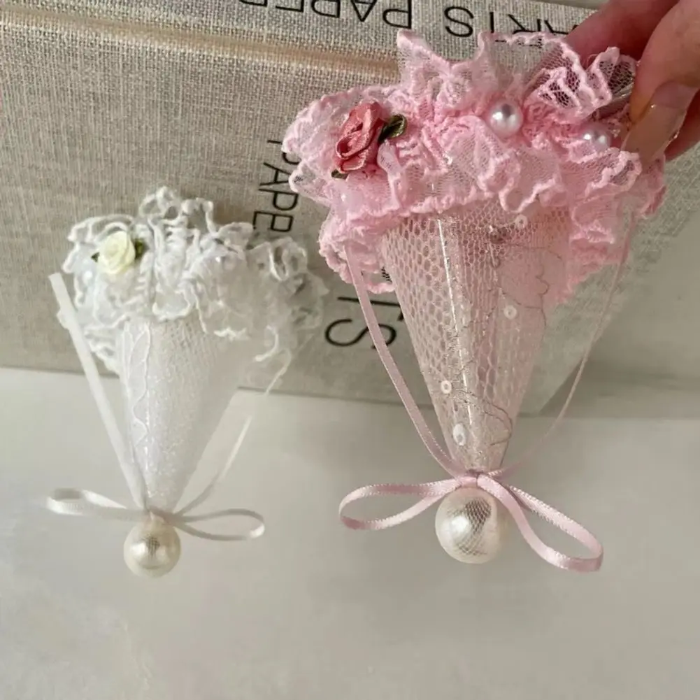 トップハット型ヘアクリップ-メッシュレースとイミテーションパールのリボン装飾付き-立体デザイン-誕生日帽子-ヘッドギア-写真撮影用小道具-95