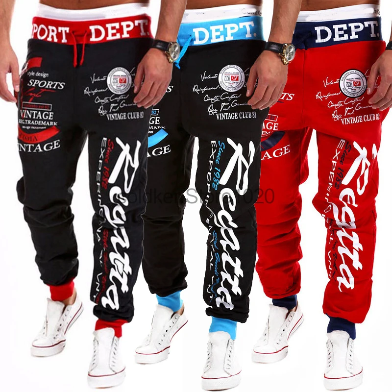 

New Men's Hip Pop Sweatpants Joggers Trousers Fashion Elastic Waist Letter Graphic Prints Sports Pants Male Casual Pencil Pants