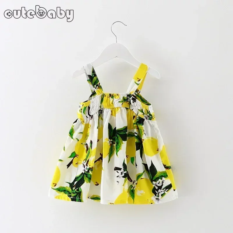 Vestido de verano para niña pequeña, ropa con lazo grande, estampado bonito, sin mangas, vestidos de princesa para recién nacido