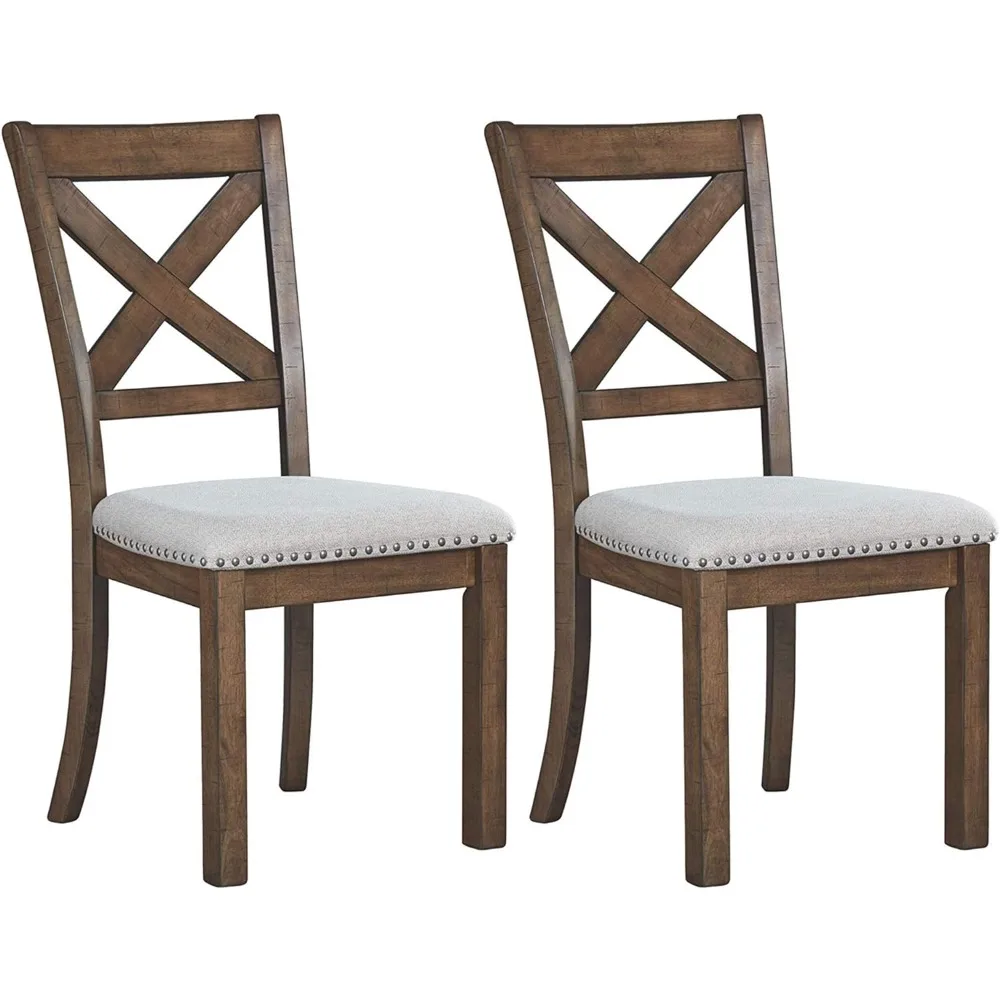 

Moriville Modern Farmhouse 19" Upholstered Dining Room Chair, 2 Count, Brown,19"D x 24"W x 39"H