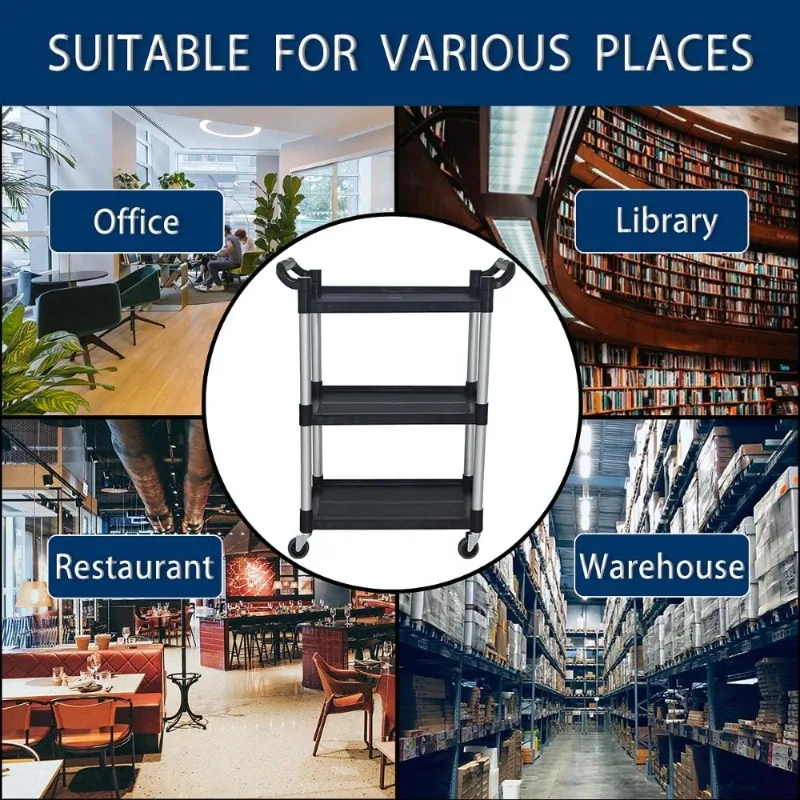 NOWOŚĆ - Plastikowy wózek narzędziowy z blokowanymi kółkami, wytrzymały wózek restauracyjny, wózek serwisowy