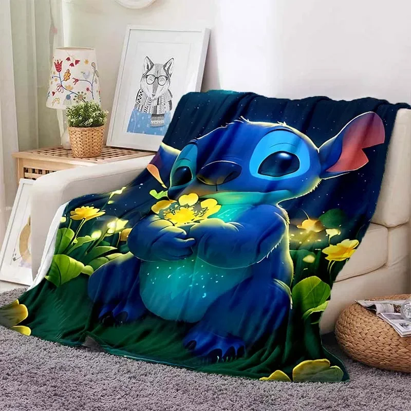 Disney Stitch Cartoon Lilo Flannel Fluffy Throw Camping Blanket for Children Sofa Throw Blanket Modern Fashion Gift Miniso Sonic