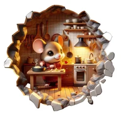 Cute Cartoon Mouse Hole Wall Sticker Living Room Wall Edge Home Decoration For Kids Bedroom Wallpaper Funny Rats Decals
