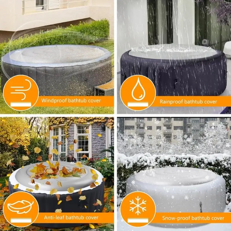 Portable Inflatable Hot Tub Cover with Handle Insulated Thermal Hot Tub Lid Protector Practical Hot Tub Protective Lid