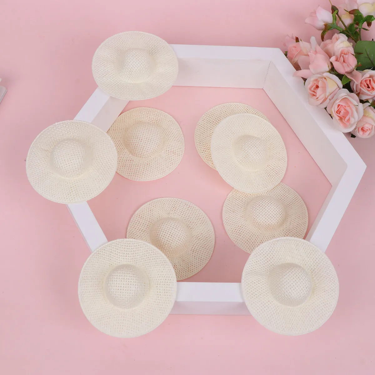 12Pcs 8Cm Mini Paper Fabric Hat for DIY Craft Decoration Party Supplies Handmade Accessory Cute Vivid Cap for