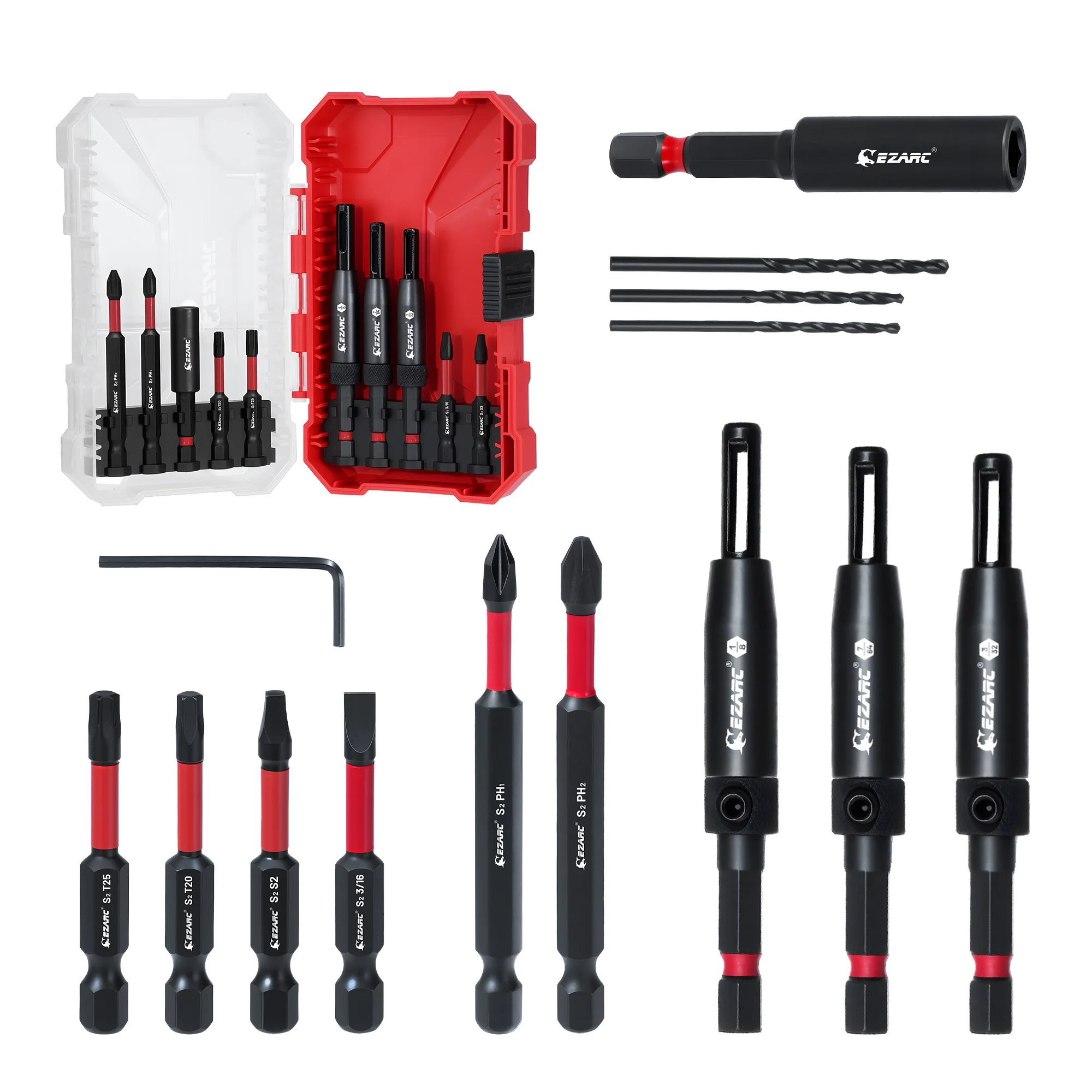 EZARC 14PCS Self-Centering Drill Bit Set for Cabinet Hinges, 1/4