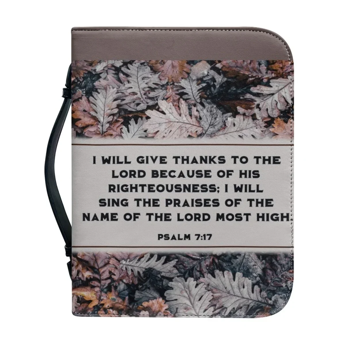 

Bible Verse Print Bible Storage Bags for Women Genuine Leather Bible Cover Case Zippered Handle Handbag Customized Christian Bag