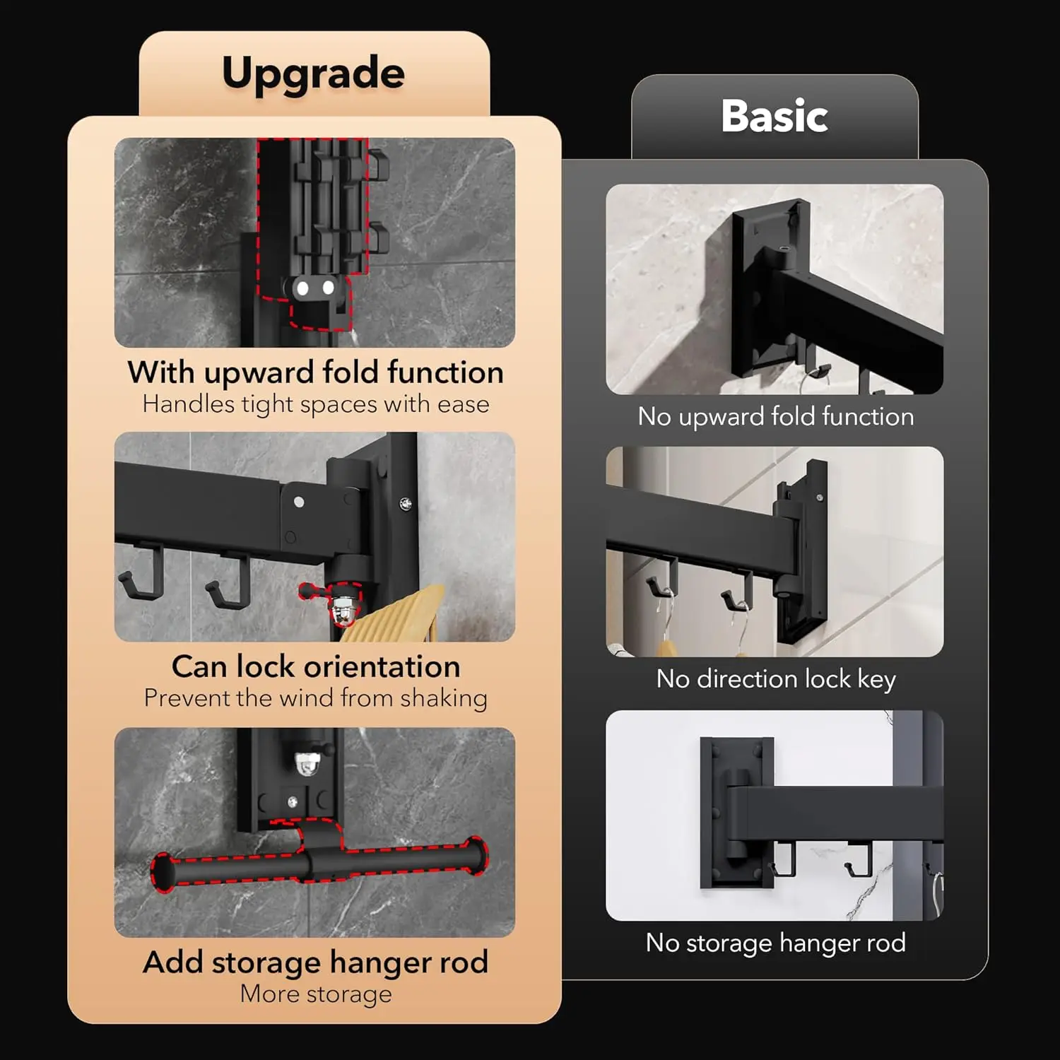 Laundry Hanger Rack,Retractable Dryer Racks,Collapsible, Aluminum,can be Fold Upward & Left & Right