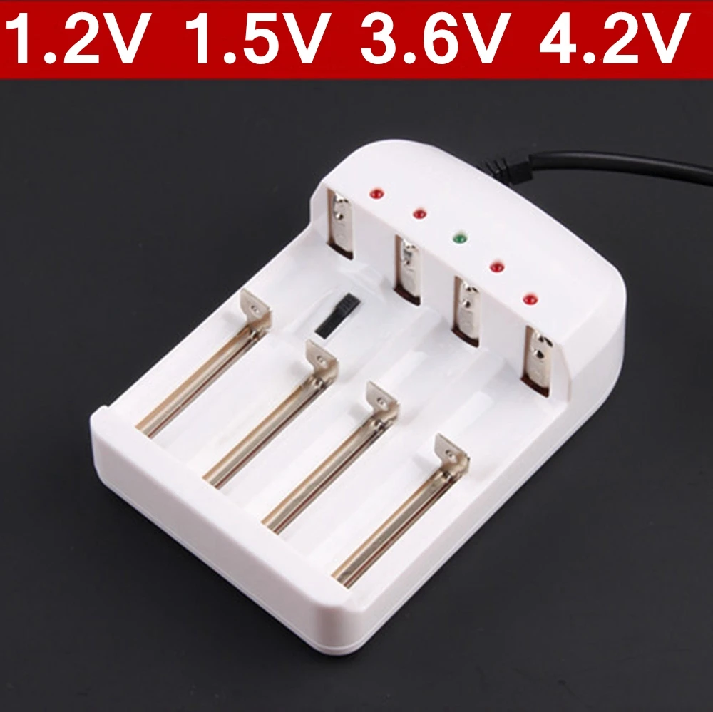 1.2V 1.5V 3.6V 4.2V 1.5A Smart Charger 4 Slots Rechargeable Battery Charger For Lithium Battery AA AAA Nicd Nimh EU US Plug