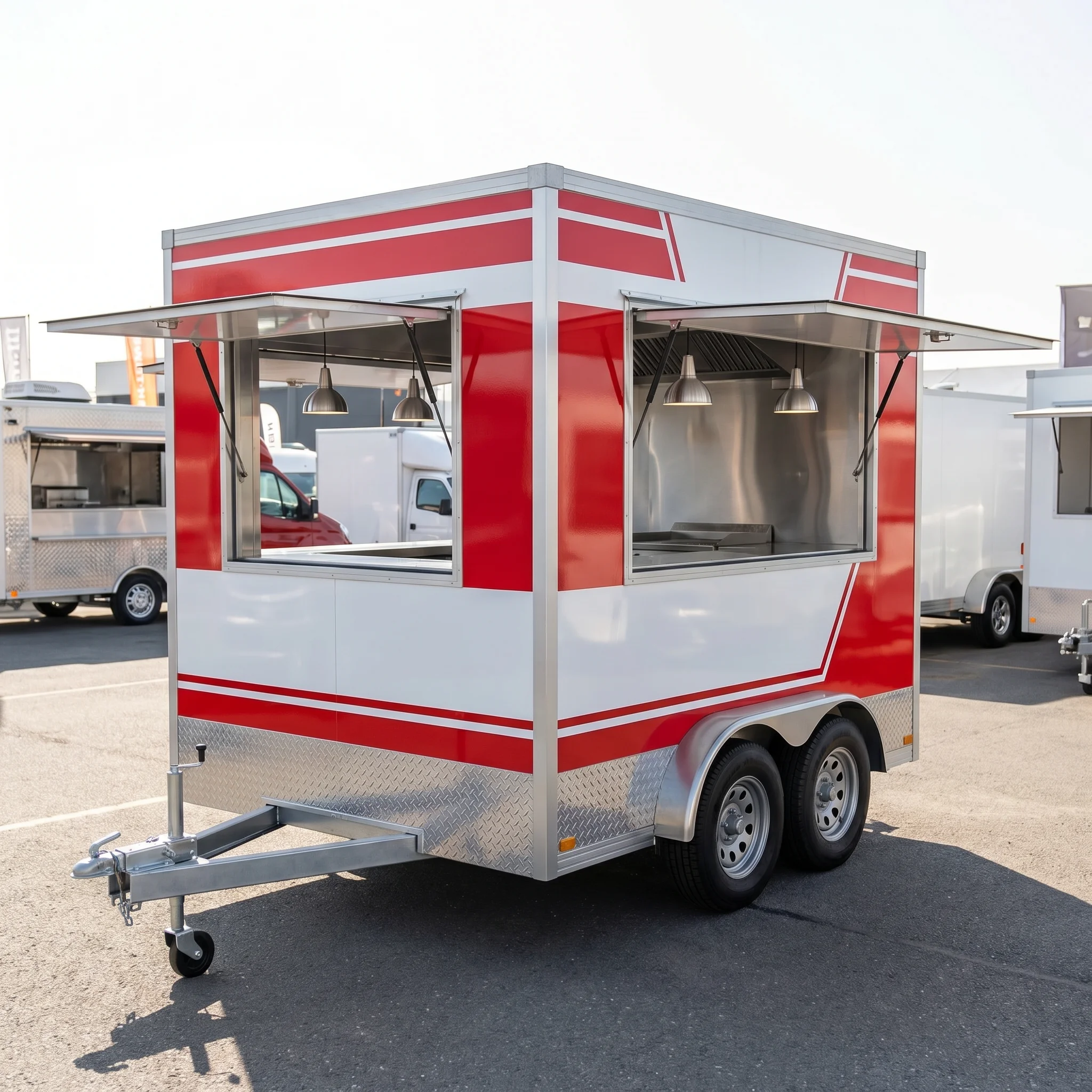 Modern Square Food Truck DOT Standard Mobile Bubble Tea Fruit Juice Box Cart Coffee Yogurt Vending Trailer Turnkey Solution