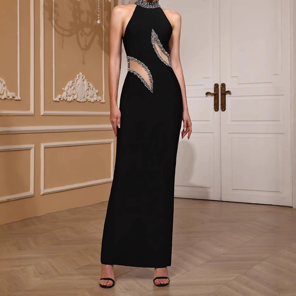 

Light luxury beaded embroidered evening dress bandage women's banquet star style slim fit dress-GZXX781