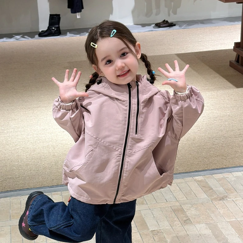 Girls' Coat Spring and Autumn New Children's Clothing Korean Style Girl Baby Foreign Style Relaxed Hoodie Jacket