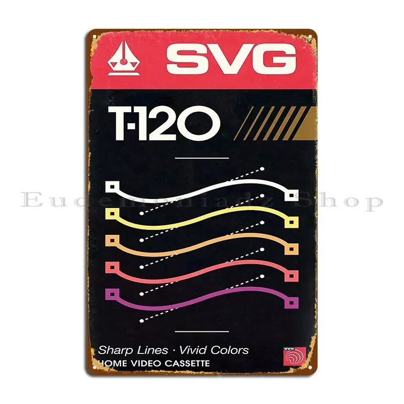 Letreros Metálicos Retro en Blanco con Diseño VHS SVG, Letreros de Metal para Pub, Club, Bar, Cine Vintage, Póster Decorativo
