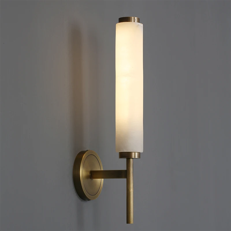 

Nordic All Copper Minimalist Marble Wall Lamps LED Luxury Living Room Bedroom Bedside Balcony Lighting Decorative Sconces Lights