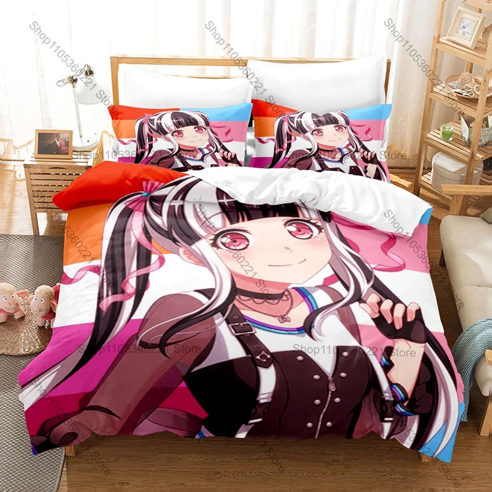 BanG Dream! Reona Nyubara Duvet Cover + 2 Pillowcases, RAISE A SUILEN Band Art Print Bedding Set for Home Dorm Collection