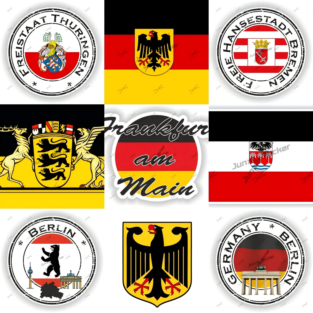 

Freistaat Thuringen German Coat of Arms Decal Sticker Deutschland Eagle waterproofing Decorative Germany Berlin Bear Freie Hanse