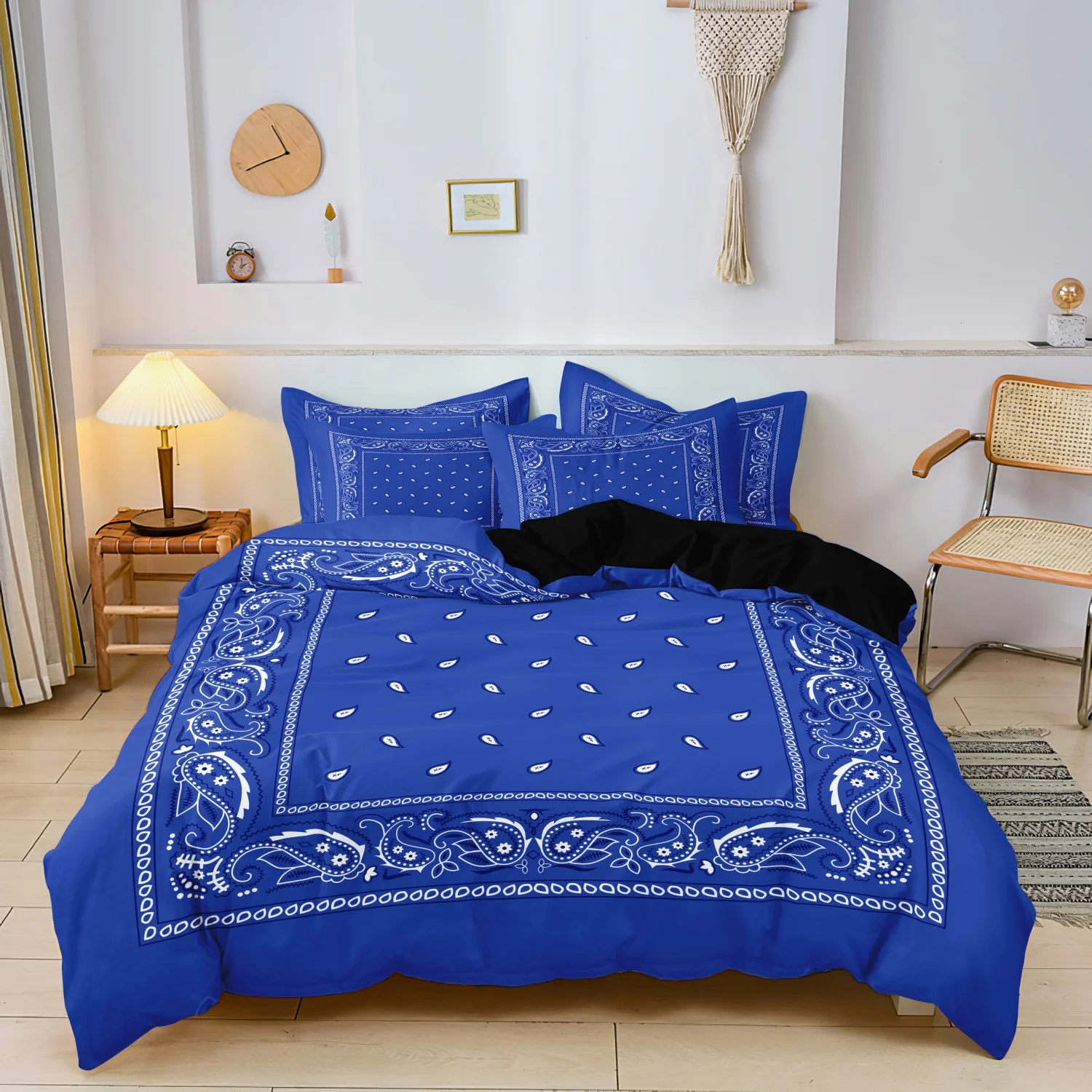 Juego de funda nórdica Queen de 3 piezas, juego de funda nórdica roja bohemia, funda nórdica elegante con diseño de Paisley, ropa de cama de estilo retro para dormitorio
