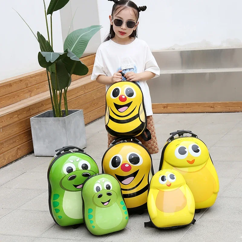 Cartoon kids suitcase on wheels travel trolley luggage bag Travel bags for children gift rolling luggage 16''carry on suitcase