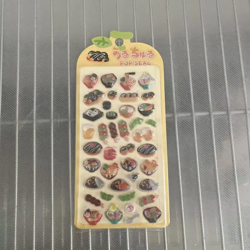 

Japanese Cartoon Sushi Food Lamian Noodles 3D Crystal Relief Sticker Kawaii Phone Case Diy Material Decoration Student Award