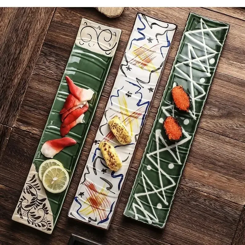 17inches dinner set plates and dishes hand-painted rectangular ceramic plate Japanese food sushi decorative