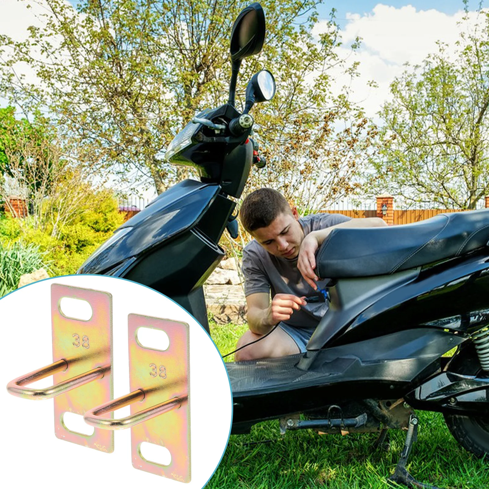

4pcs Electric Saddle Lock E-Motorbike Plate Replacement Motorcycle Supplies Cushion Hook Security Protection Universal Fit