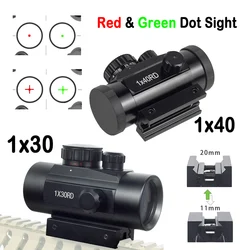 Bateria Red and Green Dot Sight Scope, Holográfico Riflescope, Optical, Airsoft, 20mm, Rail Optics, Acessórios de caça, 1x30, 1x40