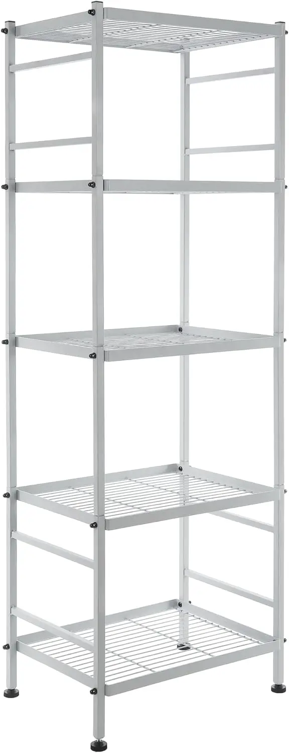 

5-Wire Shelving Metal Storage Rack Shelves, Standing Storage Shelf Units for Laundry Bathroom Kitchen Pantry Closet(Silver