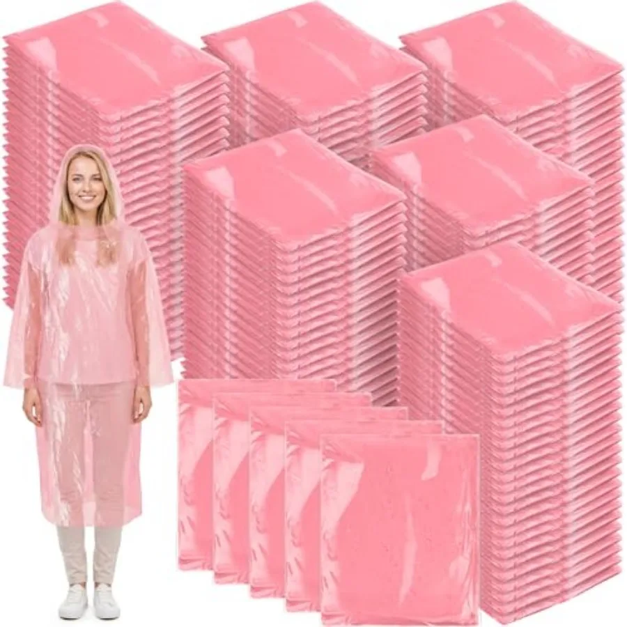 

150 Pack of Adult Rain Ponchos with Hood, Disposable Rain Ponchos, Plastic Raincoat Poncho for Adult Homeless